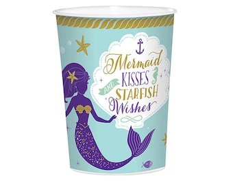 Plastic Favor Cup - Mermaid Party, Mermaid Birthday, Mermaid Favors, Mermaid Baby Shower, Mermaid Party Supplies, Mermaid Party Favor Cup