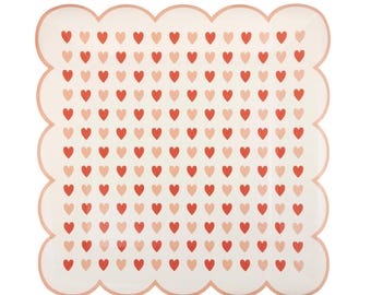 Pink & Red Heart Plates - Valentine's Day Party Plates, XOXO Party Supplies, Valentines Plates, Sweetheart Birthday, Heart Party Supplies
