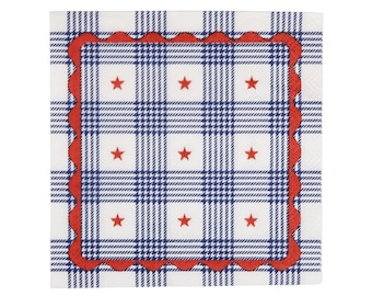 Americana Drankservetten 24 stuks - Patriotische cocktailservetten, rood-wit-blauwe papieren servetten, zomerfeestartikelen