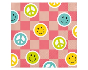 Tovaglioli per feste retrò - Tovaglioli per compleanno groovy, articoli per feste hippie, decorazioni per feste groovy, decorazioni per compleanni anni '70, due decorazioni per feste groovy