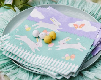 Bunny Party Napkins - Easter Napkins, Bunny Birthday Napkins, Bunny Party Supplies, Easter Dinner Napkins, Bunny Birthday Decorations