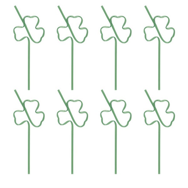 Shamrock Party Plastic Straws (8ct) - St. Patrick's Day Party Supplies, Lucky Birthday, Clover Party, Irish Birthday Straws