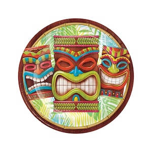 Tiki Plates - Hawaii Party, Hawaiian Party, Tropical Party, Luau Party, Party Supplies, Party Decorations, Aloha Party, Luau Birthday