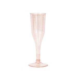 Pink Glitter Plastic Champagne Flutes (4ct)