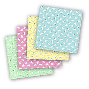 Pastel toiletpapier print vinyl – 4 pak 12 x 12 zelfklevende vellen in mint, roze, geel en blauw voor grappig knutselen + gepersonaliseerde cadeaus, vinyl patroon