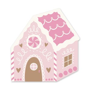 Pink Gingerbread House-servetten - Pink Christmas-benodigdheden, peperkoekverjaardag, kerstservetten kind, kerstdecor meisje, kerstservetten, vakantieservetten