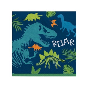 Dinosaurier-Servietten - Dinosaurier-Partydekoration, Dinosaurier-Geburtstagsdekoration, Dinosaurier-Partyzubehör, Party-Servietten, Geburtstags-Servietten