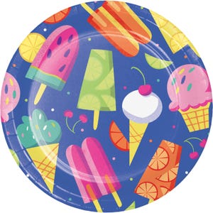 Popsicle Party 9&quot; Paper Plates 8ct - Pop on Over Birthday, Ice Cream Party Decorations, Kids Birthday Party Decor, Summer Party Supplies
