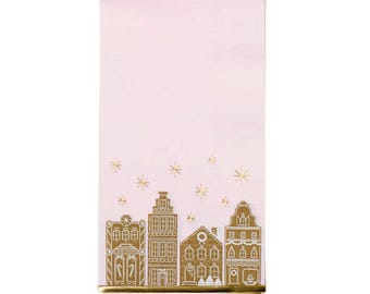 Servilletas de pueblo de jengibre: decoraciones de fiesta de jengibre rosa, suministros para fiestas navideñas, servilletas navideñas, servilletas para la cena navideña