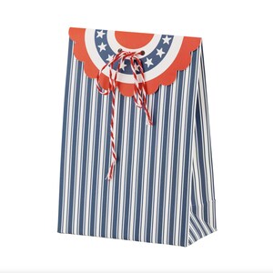 Patriotic Treat Bags with Twine – 12ct Red White & Blue Favor Bags for 4th of July, Summer BBQ, Americana Party, Birthday Favor Party Bags