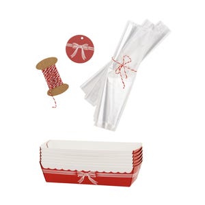 Formy do pieczenia chleba Red Bow Paper - Bożonarodzeniowe kokardy, świąteczne wypieki, bożonarodzeniowe formy do pieczenia, jednorazowa forma do pieczenia chleba, prezent dla gospodyni, walentynkowe formy do pieczenia