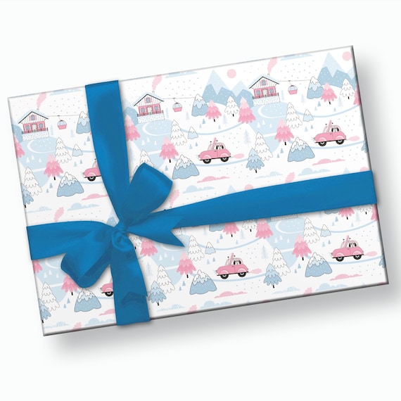 Winter Gift Wrap - Winter Wrapping Paper, Skiing Gift Wrap, Ski Gifts for Kids, Holiday Gift Wrap, Childrens Gift Wrap, Kids Wrapping Paper