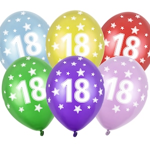 18th Birthday Balloons - Happy Eighteenth Birthday Decorations, Latex Balloons, Number 18 Party Supplies, Age Eighteen Birthday Supplies