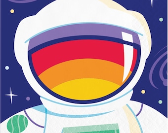 Space Astronaut Party Napkins 16ct – 5" Paper Beverage Napkins for Outer Space Birthday, Rocket or Galaxy Theme