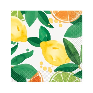 Citrus Party Napkins 16ct Fruit Birthday Decorations, Lemon Party Supplies, Birthday Napkins, Citrus Fruit Party, Citrus Bridal Shower