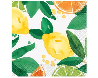 Citrus Party Napkins - Fruit Birthday Decorations, Lemon Party Supplies, Birthday Napkins, Citrus Fruit Party, Citrus Bridal Shower