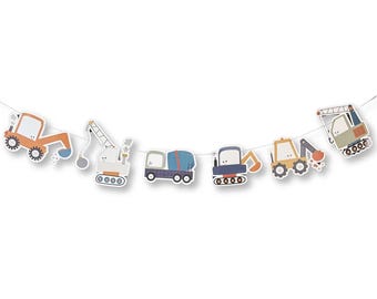 Banner de cumpleaños de construcción: guirnalda para fiesta de camiones y excavadoras, decoración para fiestas de constructores para cumpleaños infantiles.