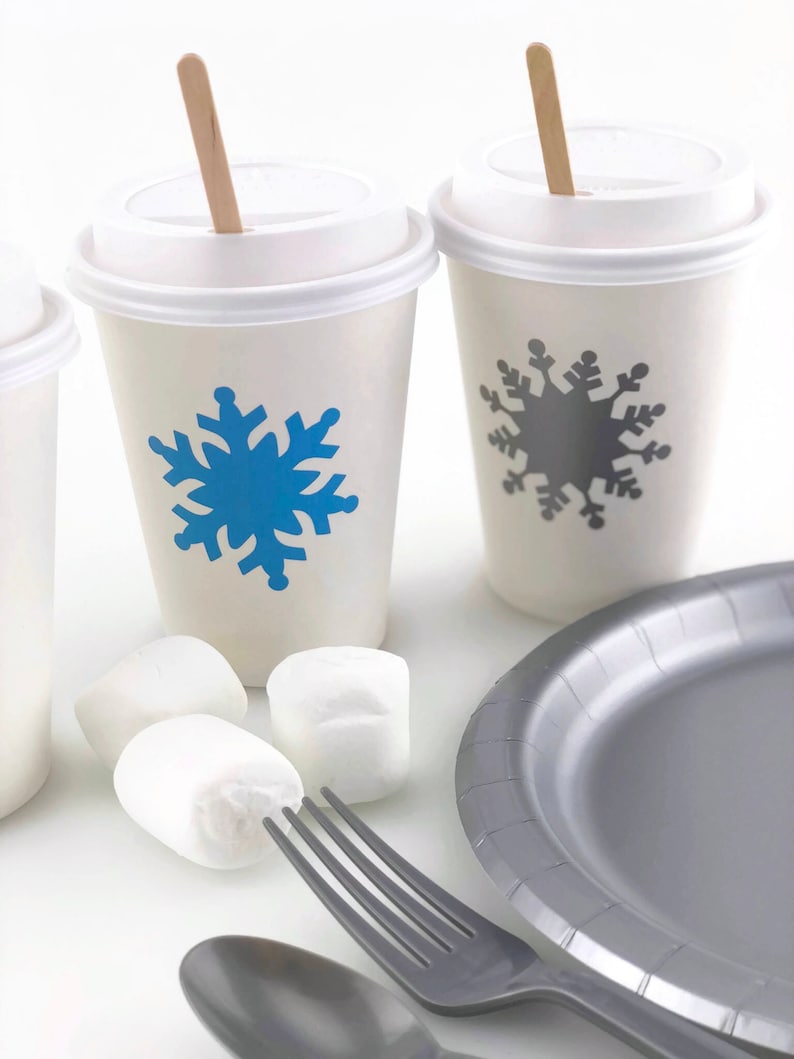 Snowflake Cups Winter Wonderland Party Supplies Winter Etsy