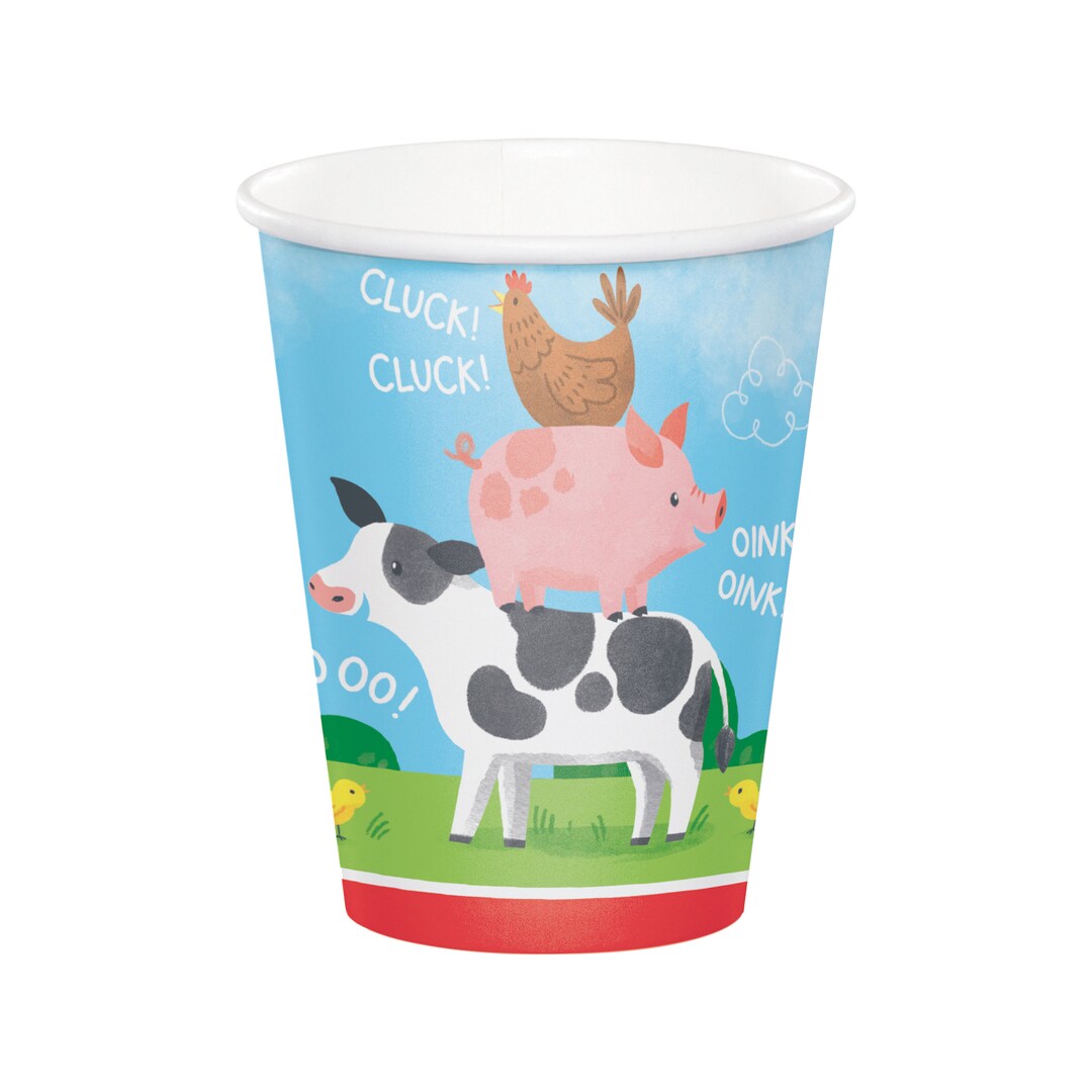 Farm Animal Party Cups - Barnyard Birthday Cups, Farm Party Supplies ...