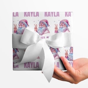 Gepersonaliseerde disco kerstman inpakpapier - aangepaste cadeauverpakking kerstman aanwezig retro vakantie papier naam cadeaupapier tienerdochter meisje cadeau