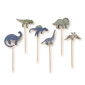Dinosaur Cupcake Toppers 12ct – Green & Blue Dino Picks for Kids Birthday, Dinosaur Birthday Party Decorations, Cupcake Picks, Cake Topper