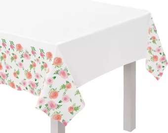 Floral Tablecloth, Table Cover, Baby Shower Tablecloth, Tea Baby Shower, Tea Party Decor, Floral Party Decorations, Girl Baby Shower, Roses