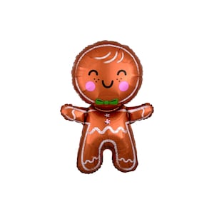 Gingerbread Man Balloon - Holiday Party Balloons, Christmas Party Supplies, Holiday Party Decorations, Holiday Balloon Decorations