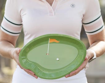 Putting Green Plates - Golf Party Plates, Country Club Wedding, Golf Retirement Party Supplies, Hole In One Birthday, Golf Team Party Decor
