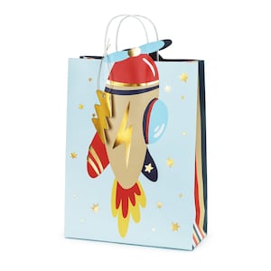 Airplane Gift Bag - Pilot Birthday Decorations, Aviation Party Supplies, Airplane Baby Shower, Transportation Party, Vintage Plane Party Bag