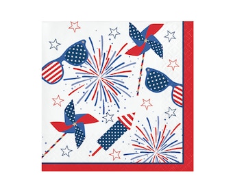Servilletas para fiestas patrióticas: decoraciones para fiestas del 4 de julio, servilletas de cumpleaños patrióticas, suministros para fiestas del Día de la Independencia, servilletas para el 4 de julio