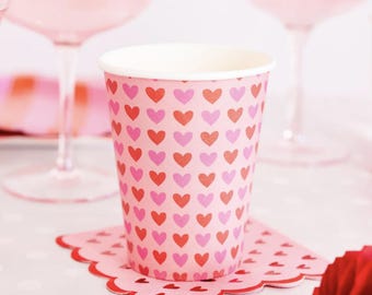 Pink & Red Heart Party Cups - Valentines Day Party Supplies, Heart Bachelorette Party, Galentine's Party, XOXO Party Decor, Kids Valentines