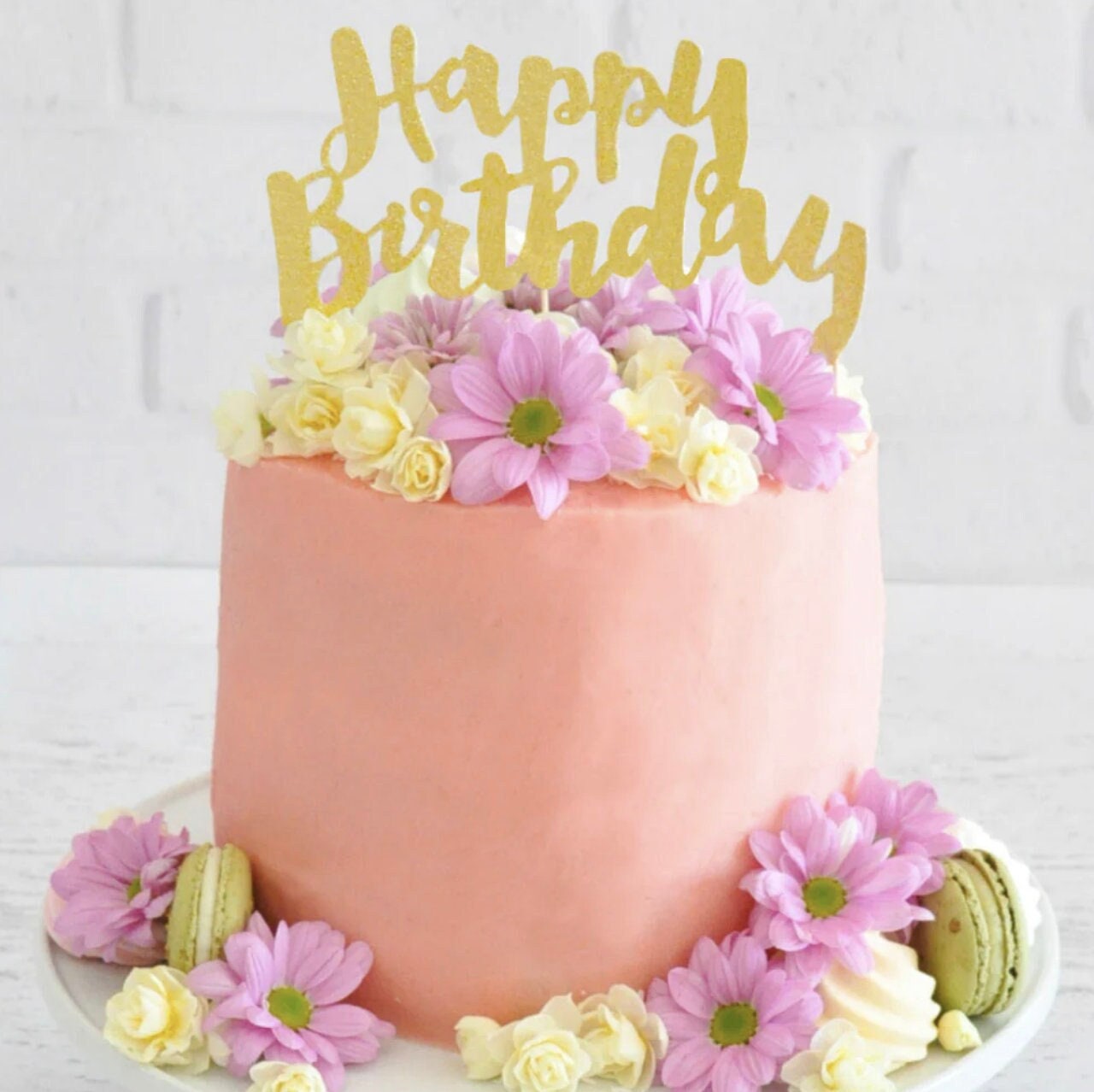 Happy Birthday Cake Topper - Gold Glitter Birthday Cake Decoration ...