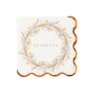 Thankful Napkins - Thanksgiving Napkins, Fall Party Napkins, Thanksgiving Party Supplies, Harvest Birthday Decorations, Thanksgiving Decor
