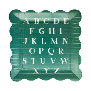 Back to School Alphabet Plates 8ct – Large 10x10 Paper Plates Teacher Party Classroom Celebrations Kids Class Party Kindergarten First Day