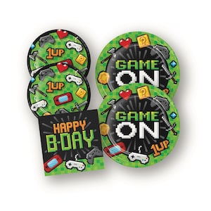 ビデオゲームパーティーパック - ゲームパーティー、ゲーム誕生日、ビデオゲーム誕生日、パーティーデコレーション、誕生日デコレーション、ゲームオンパーティー用品