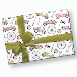Car Wrapping Paper - Race Car Birthday, Race Car Wrapping Paper, Racing Birthday, Baby Wrapping Paper, Kids Gift Wrap, Birthday Gift Wrap