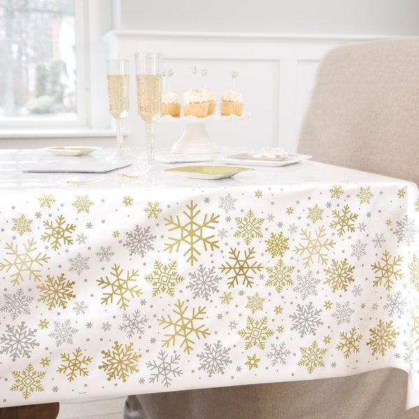 Snowflake Party Tablecloth - Snowflake Birthday Decorations, Holiday Party Supplies, Snowflake Birthday Supplies, Winter Onederland Birthday