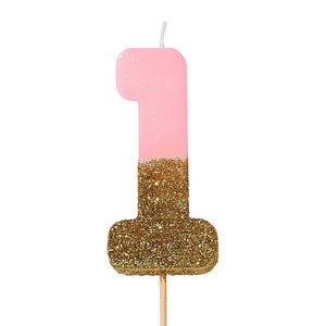 Pink 1st Birthday Candle - First Birthday, One Birthday Candle, Number One Candle, One Cake Topper, Cake Smash, Pink Candle, Girl Birthday