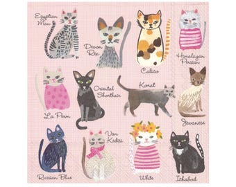 Servilletas para fiestas de gatos: suministros para cumpleaños de mascotas, fiesta de adopción de gatos, baby shower de gatitos, decoraciones Let's Pawty, cumpleaños de gatos, servilletas para gatos