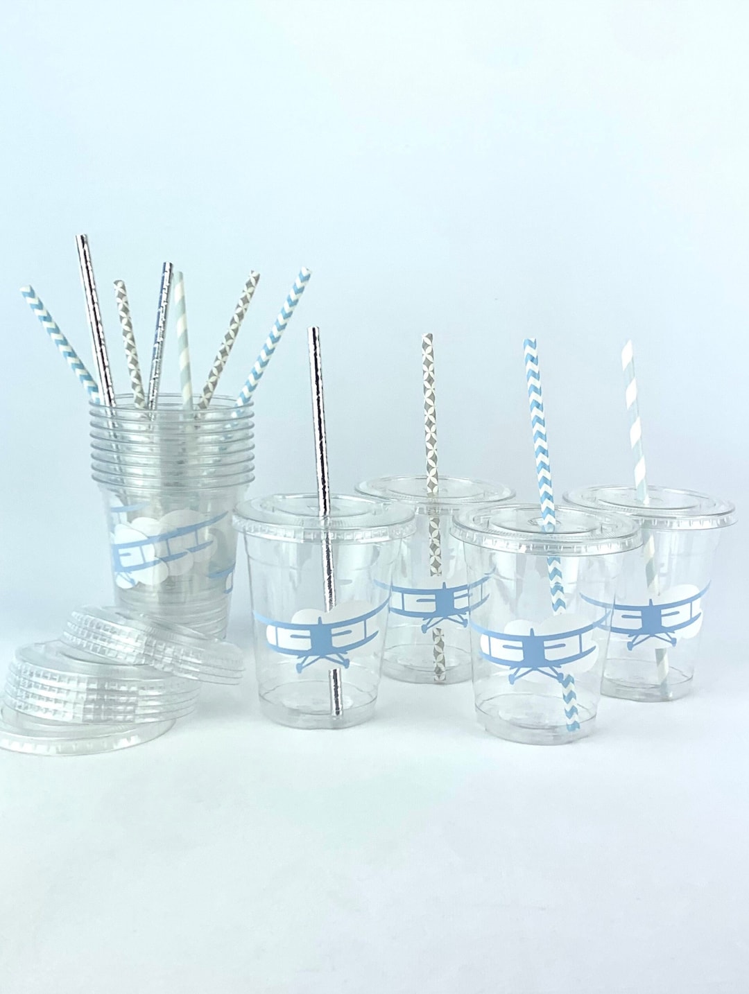 Airplane Party Cups, Disposable Plastic Cups, Vintage Airplane Party ...
