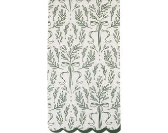 Gröna julbordsservetter 24 st, nordiska blommiga julbordsservetter för julfester, eleganta vågiga servetter för vinterbordet