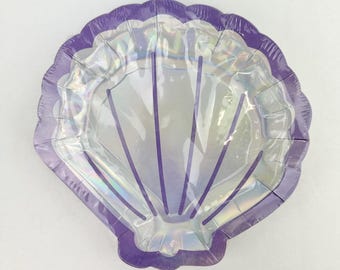 Iridescent Shell Plates - Mermaid Party, Mermaid Plates, Mermaid Birthday, Mermaid Bachelorette, Mermaid Party Supplies, Foil Plates