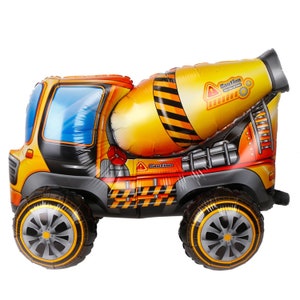 Cement Truck Party Balloon - Construction Birthday Balloon, Kids Party Decor, Construction Birthday Decorations, Construction Party Supplies