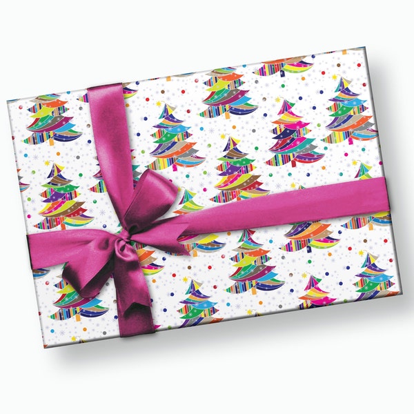 Rainbow Tree Gift Wrap - Holiday Gift Wrap, Christmas Paper, Christmas Wrapping Paper, Christmas Gift Wrap, Holiday Paper, Gift Wrapping