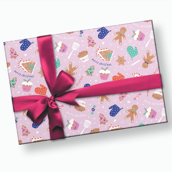 Gingerbread Christmas Paper - Christmas Wrapping Paper, Gingerbread Gift Wrap, Christmas Gift Wrap, Gift for Girls, Holiday Wrapping Paper