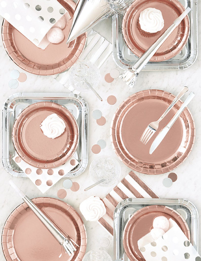 9 Rose Gold Plates Rose Gold Wedding Decorations Etsy