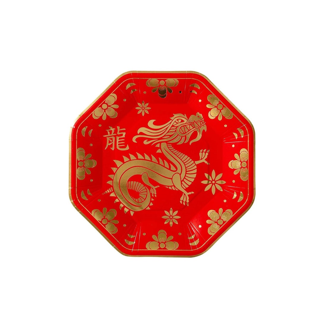 Chinese New Year Plates Lunar New Year 2024, Year of the Dragon, Dragon