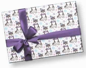 Husky Wrapping Paper - Dog Wrapping Paper, Puppy Wrapping Paper, Dog Christmas Paper, Dog Gift Wrap, Holiday Gift Wrap, Dog Gift Paper