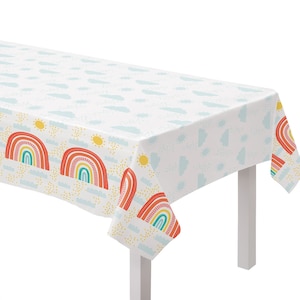 Rainbow Tablecloth - Rainbow Party Decorations, Rainbow Baby Shower Decorations, Rainbow Birthday Decorations, Party Tablecloth, Party Decor