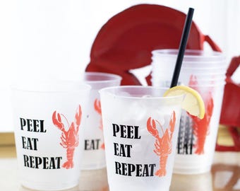 Peel Eat Repeat Crawdad Cups - Crawfish Boil Birthday, New Orleans Party Supplies, Southern Bridal Shower, Neighborhood Party, Lobster Cups